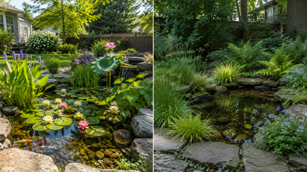 Sun and shade pond plants.