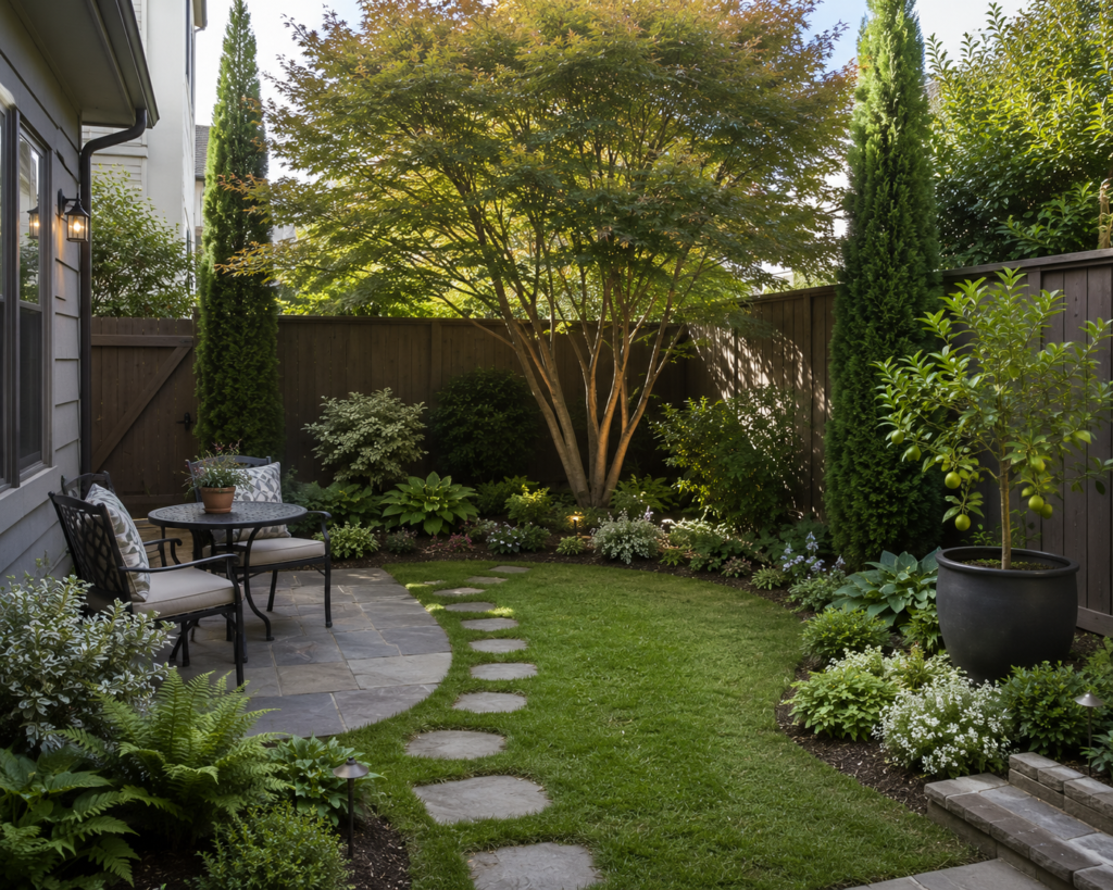 Small backyard trees.