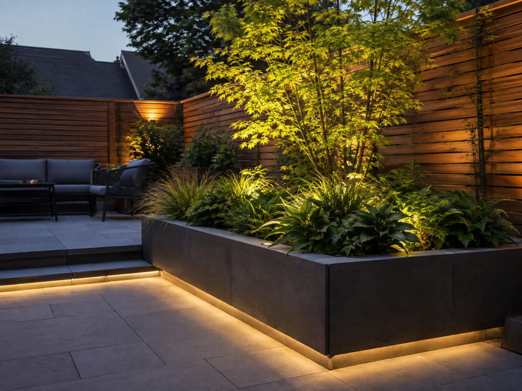 Lighted raised planter 