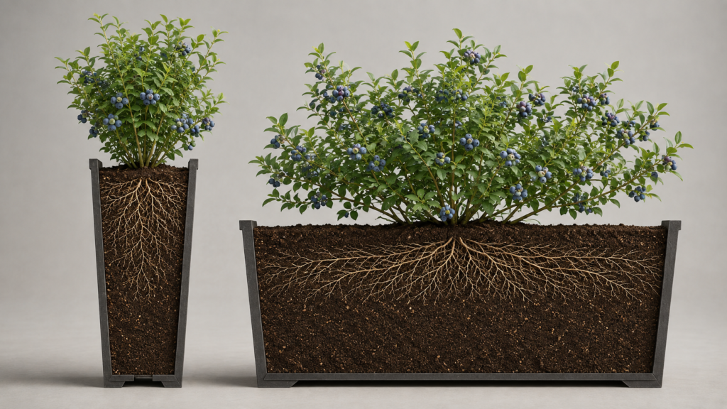 Blueberry root space.