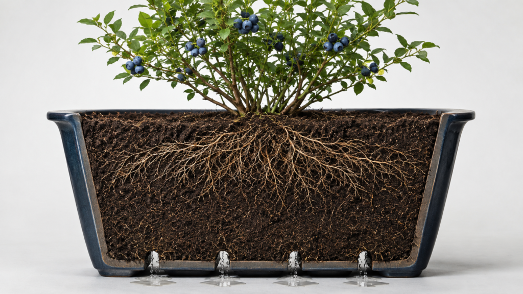 Blueberry planter drainage.
