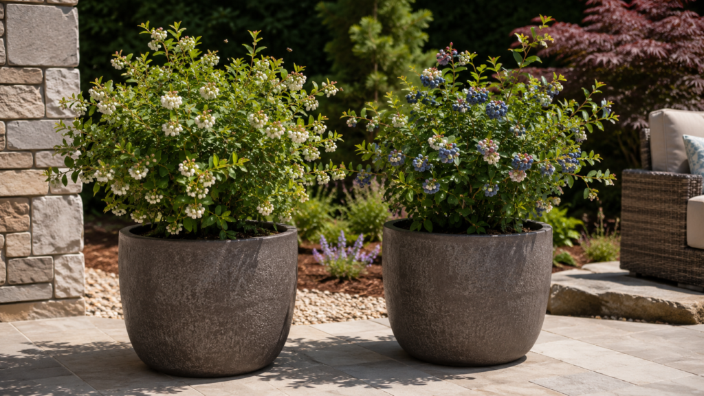 Two blueberry pots.