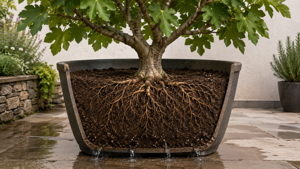 Fig planter drainage