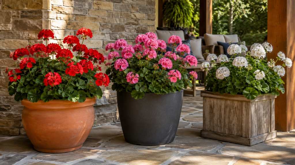 Geranium planter styles