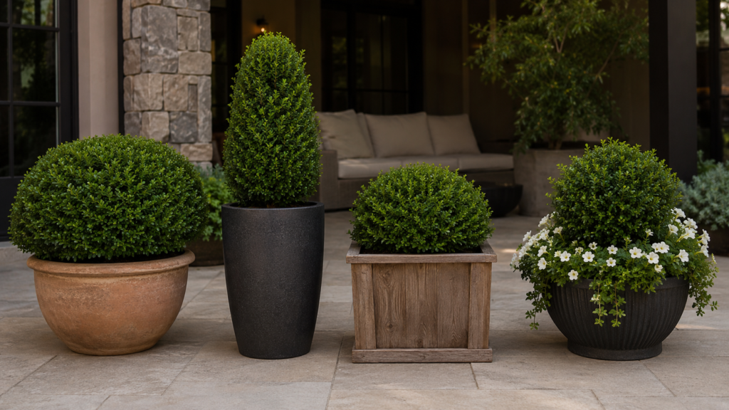 Boxwood planter ideas outdoor