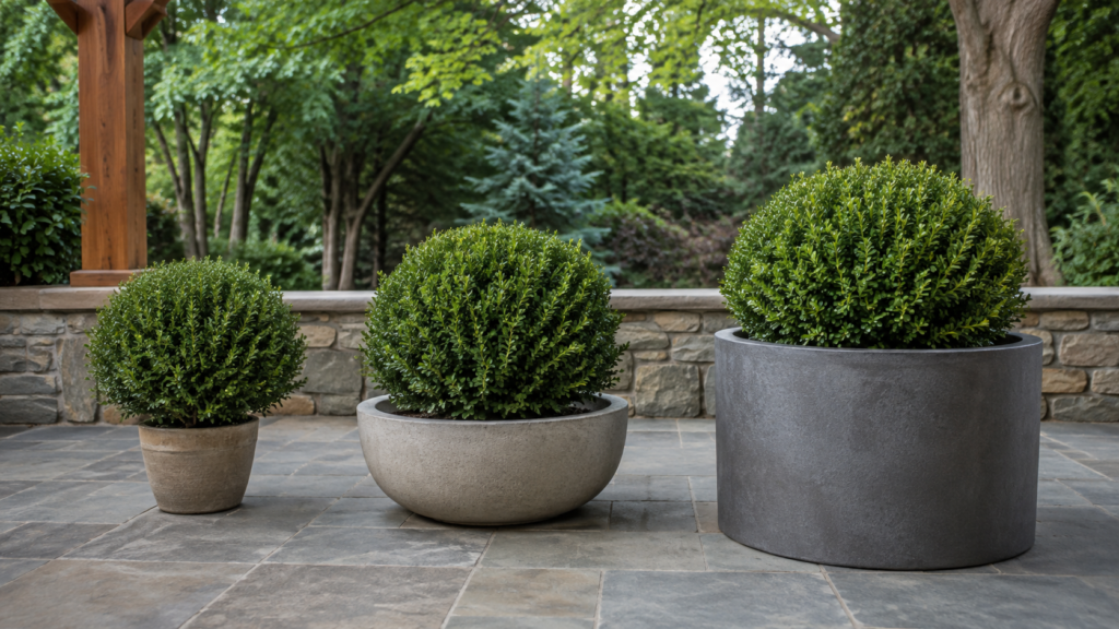 Boxwood planter sizes