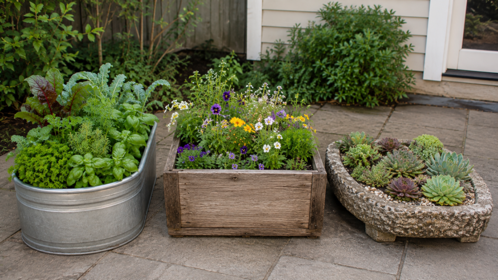 Trough planter ideas outdoor and Wooden Trough Planter