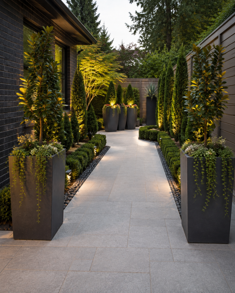 Statement pathway planters.