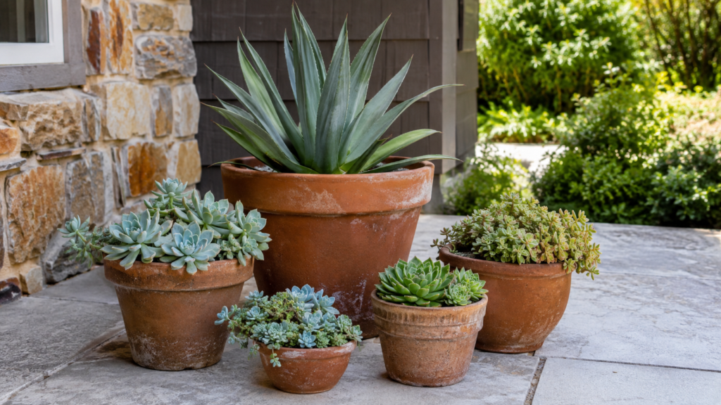 Terracotta succulents