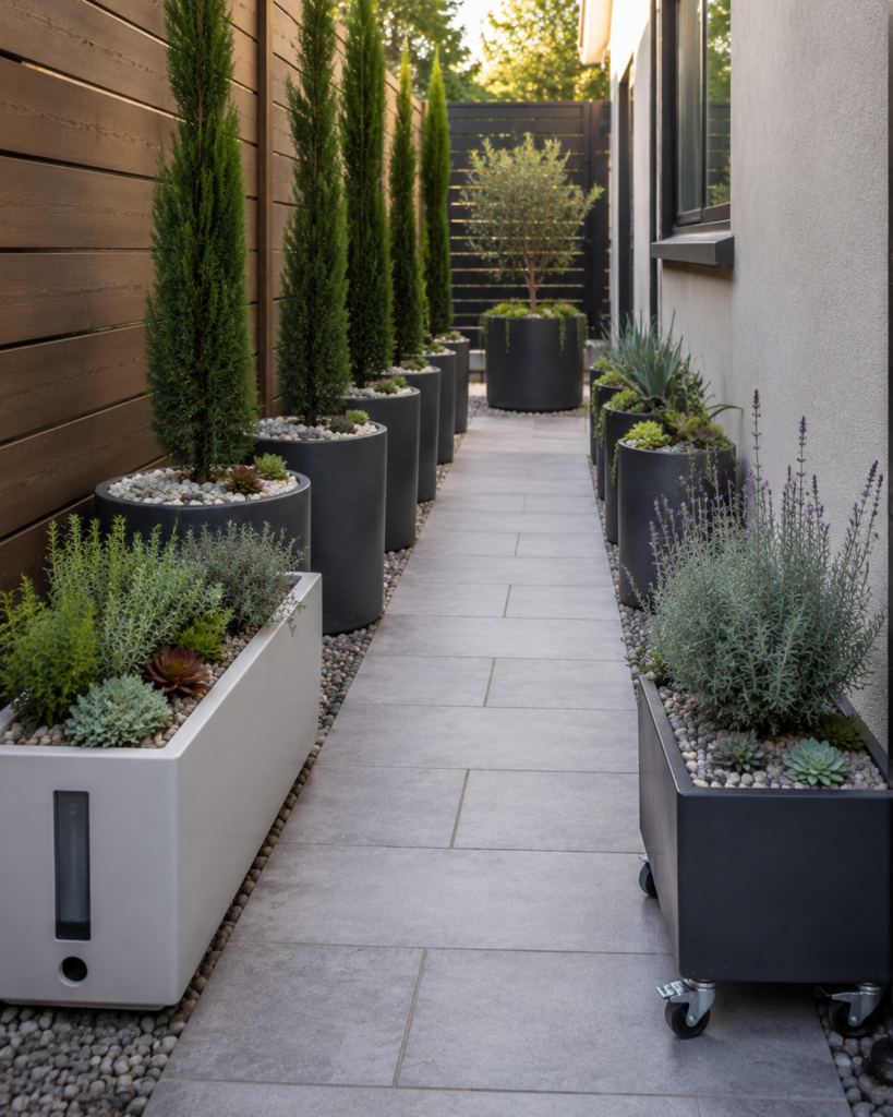 Low-maintenance planters.