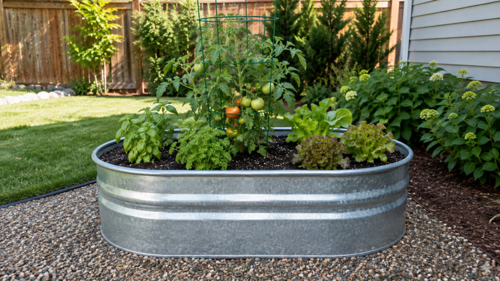 Galvanized vegetable planter