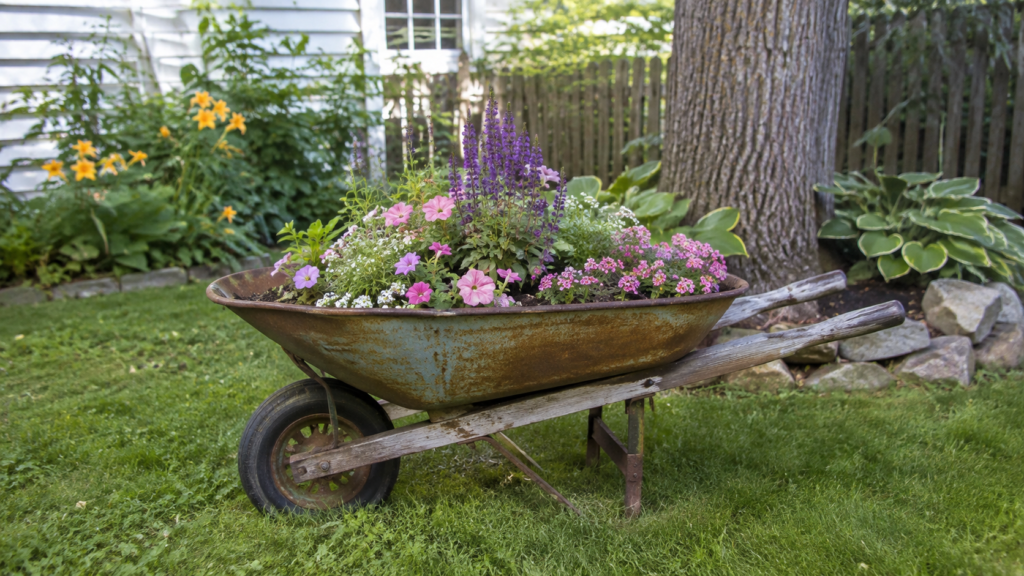 Rusty wheelbarrow