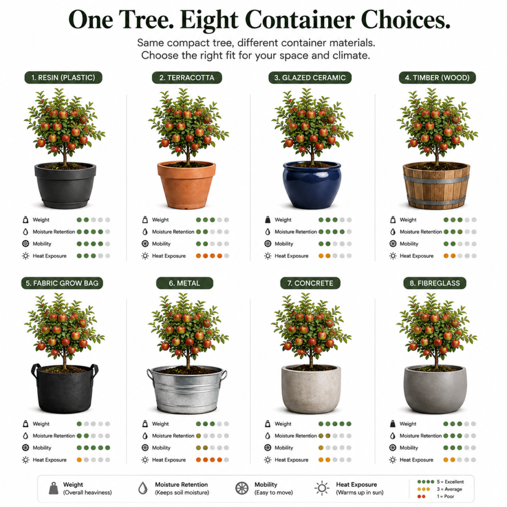 Fruit-tree container materials.