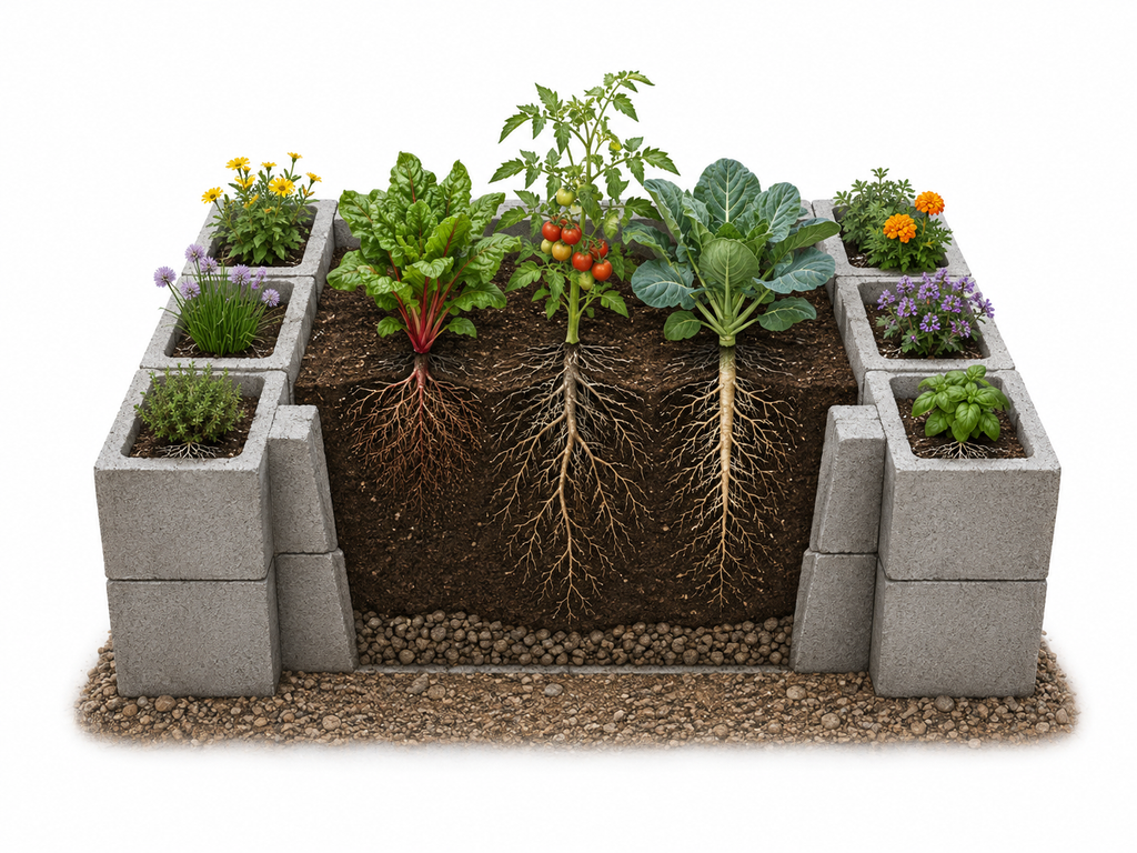 Cinder block planting zones