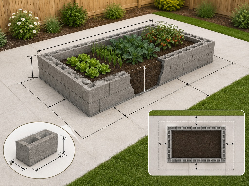 Cinder block planter dimensions