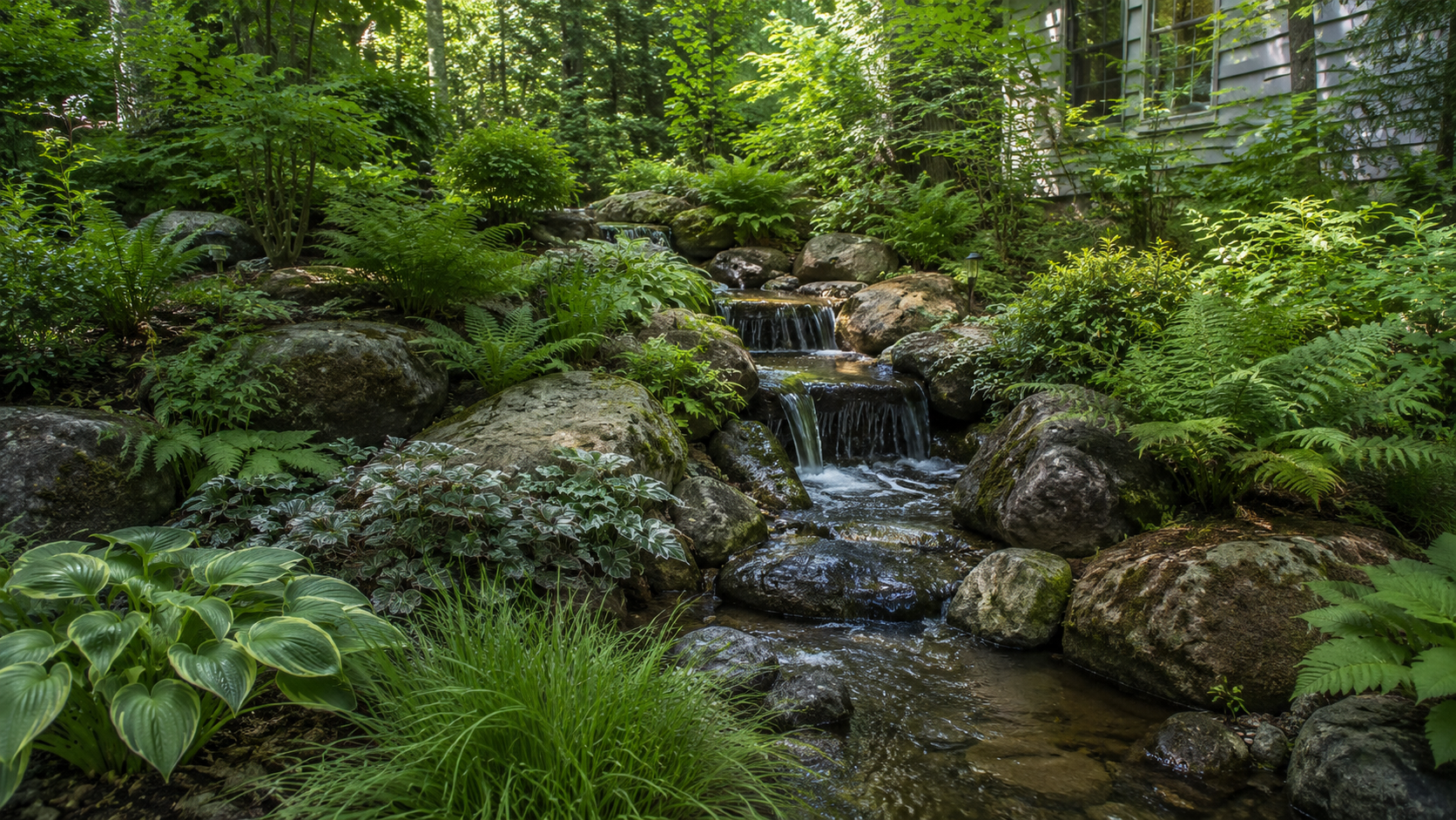 Woodland waterfall plants