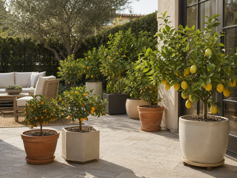 Backyard citrus planter ideas.