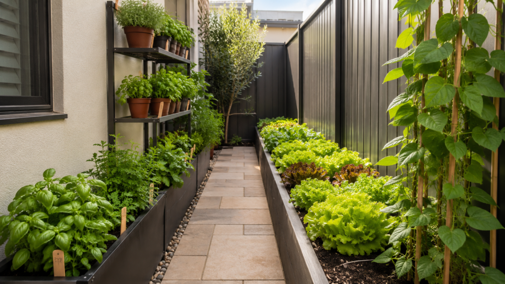 edible side yard planters.
