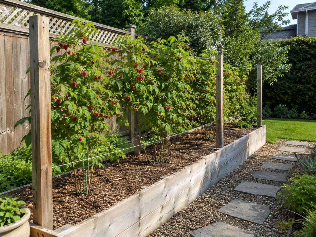 Raised raspberry planter.