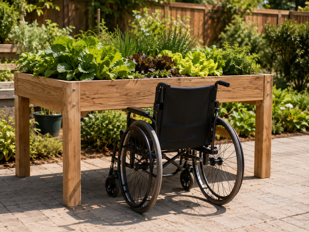 Wheelchair accessible raised beds.