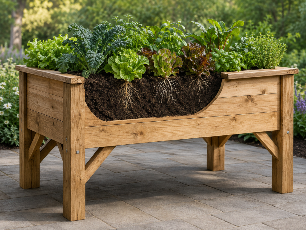 Raised bed soil depth.