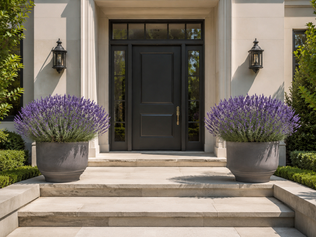 Front door lavender planters.