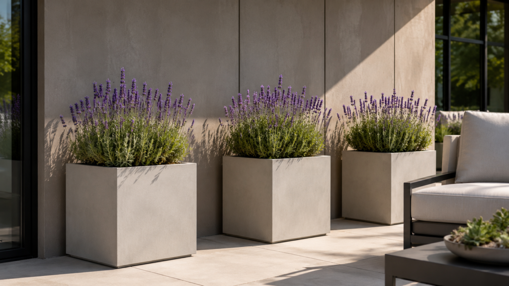 Modern lavender planters.