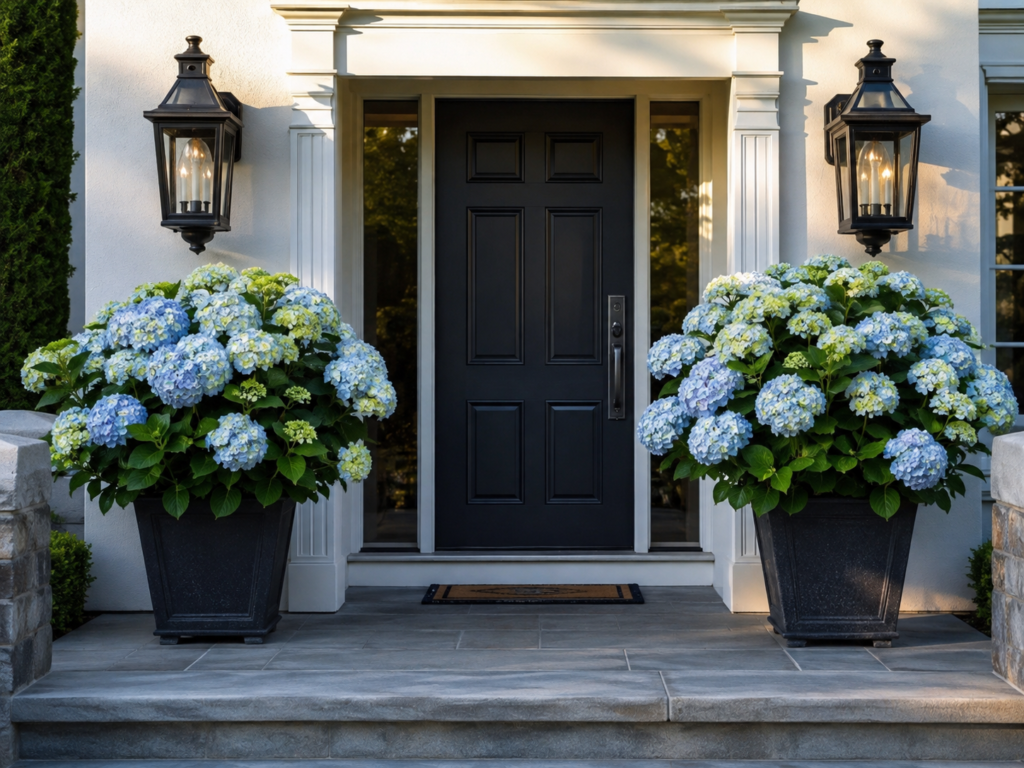 Porch hydrangeas.