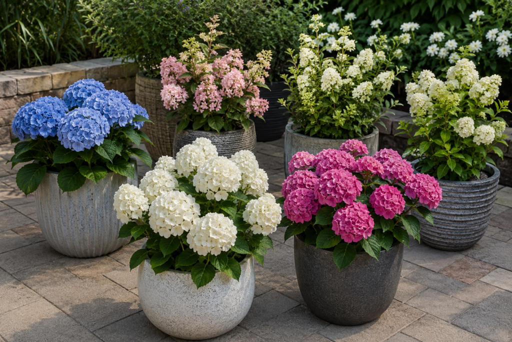 Compact hydrangeas.