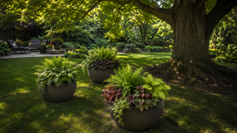 Backyard Planter Ideas Under Trees.