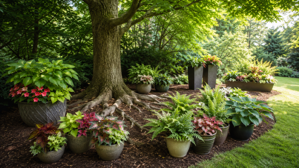 Planter ideas under trees.