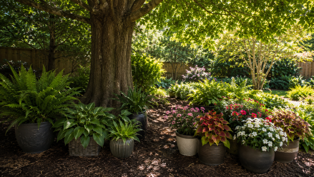 Dry vs dappled shade.